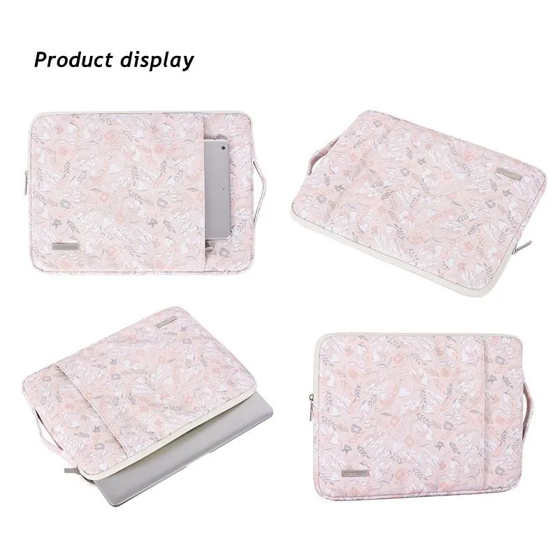 14 Inch Light Pink Laptop Sleeve with Telescoping Handle