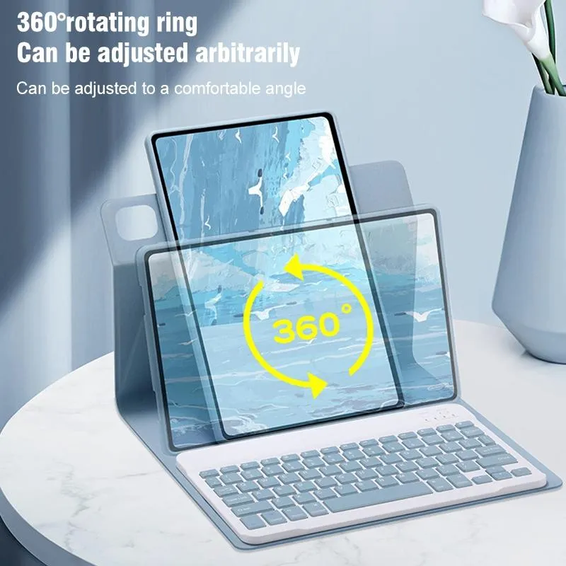 360 Degree Rotatable Bluetooth Keyboard Leather Case - Square Button