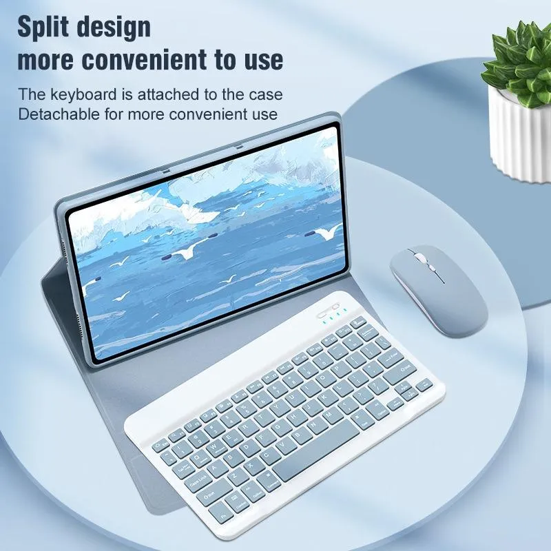 360 Degree Rotatable Bluetooth Keyboard Leather Case - Square Button