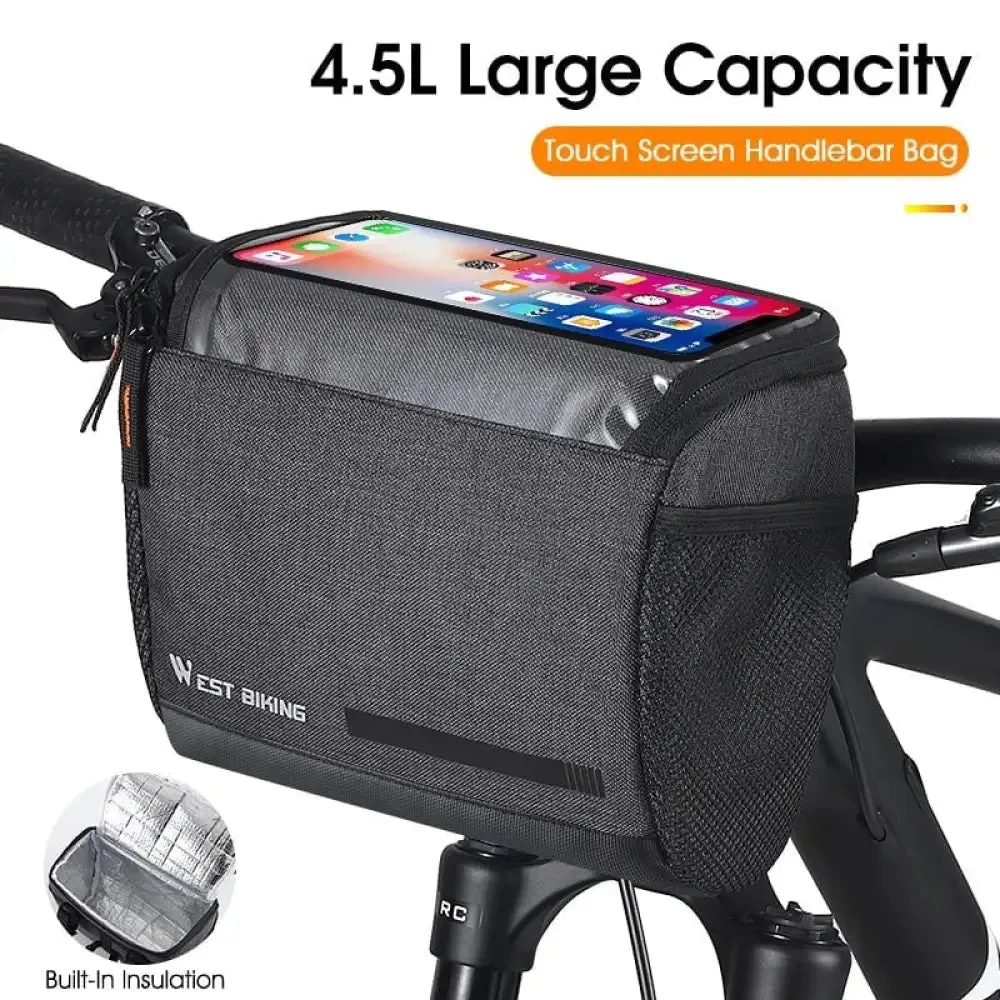 4.5l Handlebar Bicycle Bag with 7.5 Inch Touch Screen Phone Case