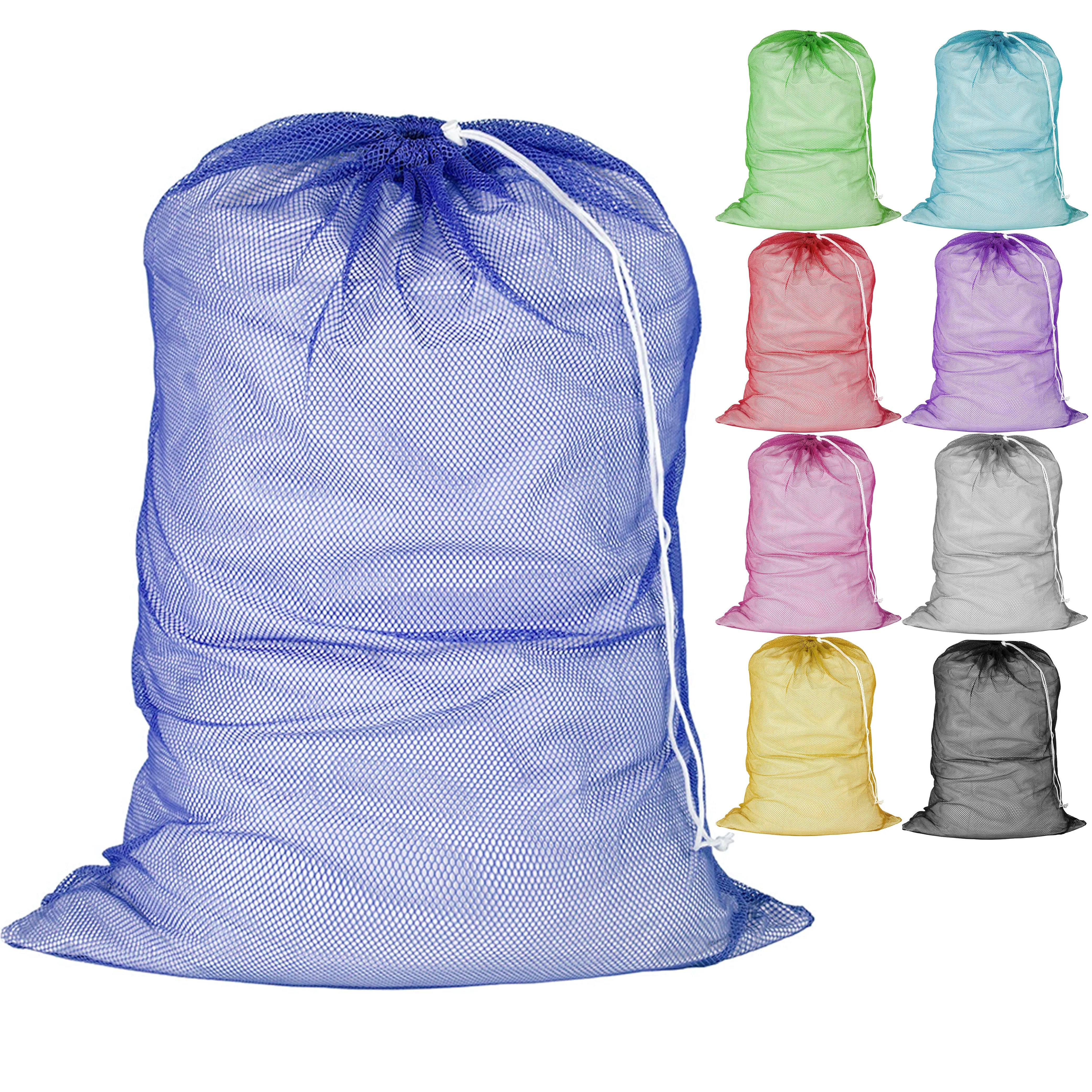 6 Pc Heavy Duty Large Mesh Utility Bags Sport Drawstring Laundry Wash Tote 29"