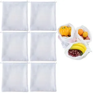6 Reusable Produce Bag Drawstring Mesh Net Fruit Vegetable Grocery Food Storage