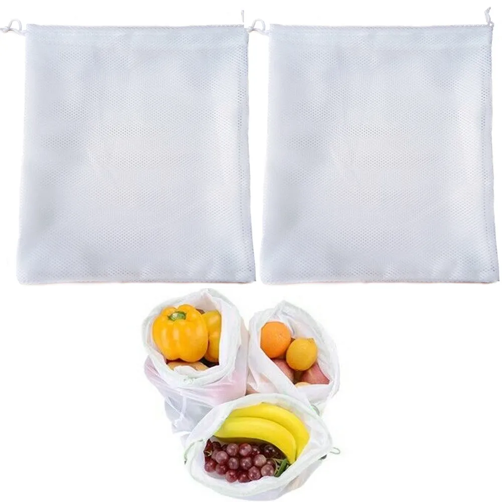 6 Reusable Produce Bag Drawstring Mesh Net Fruit Vegetable Grocery Food Storage