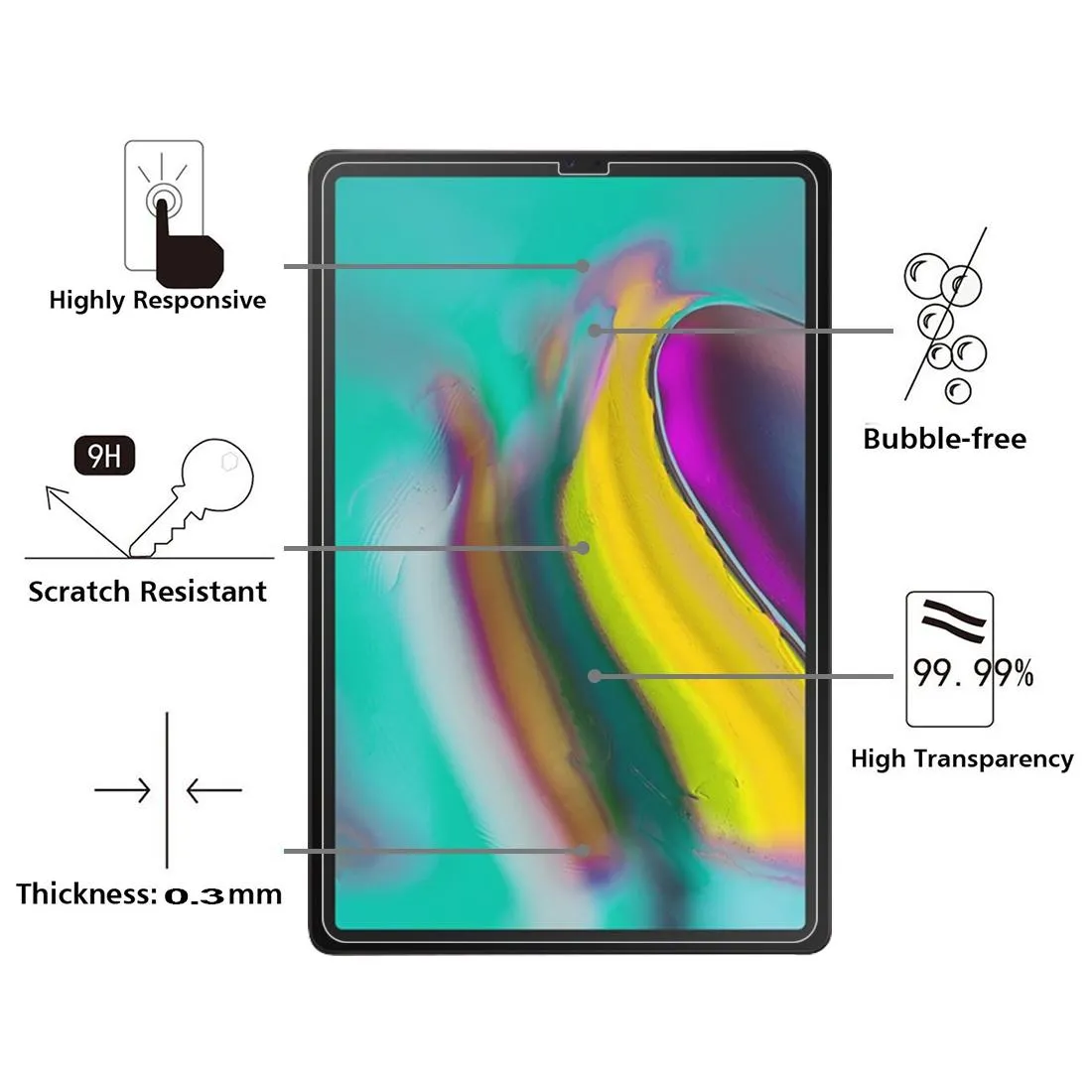 75-piece Tempered Glass Film for Samsung Galaxy Tab a 10.1 2019 - Anti-fingerprint Explosion-proof 9h Hardness