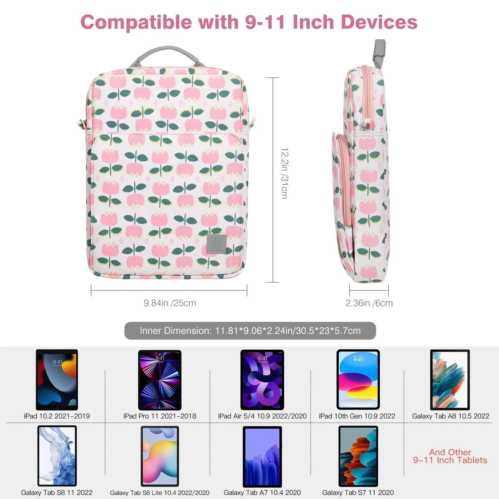 9-11 Inch Tablet Sleeve Carrying Case for Tab S8,ipad 9/8/7th Gen 10.2