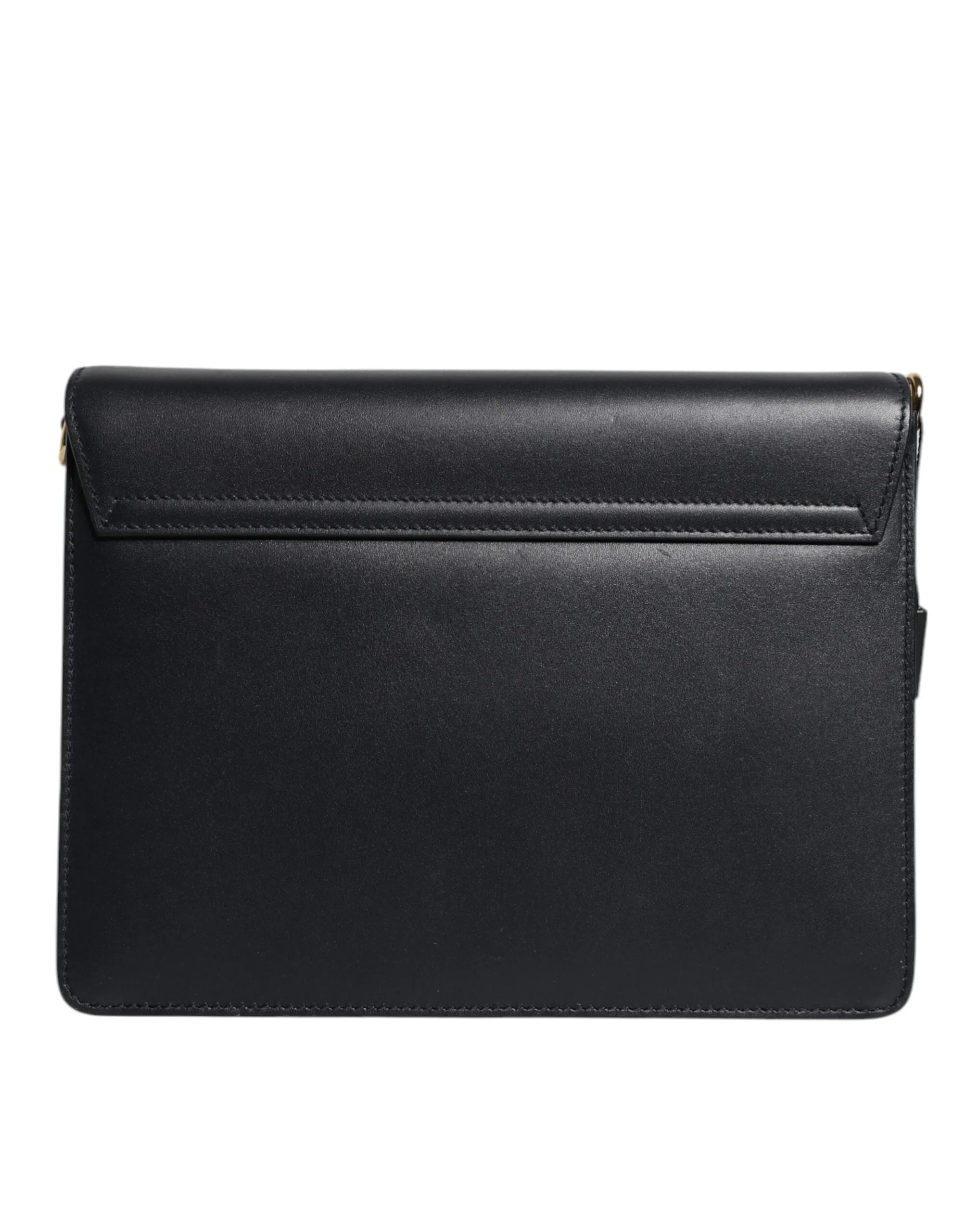 Black Leather Logo Gold Crossbody Purse Bag