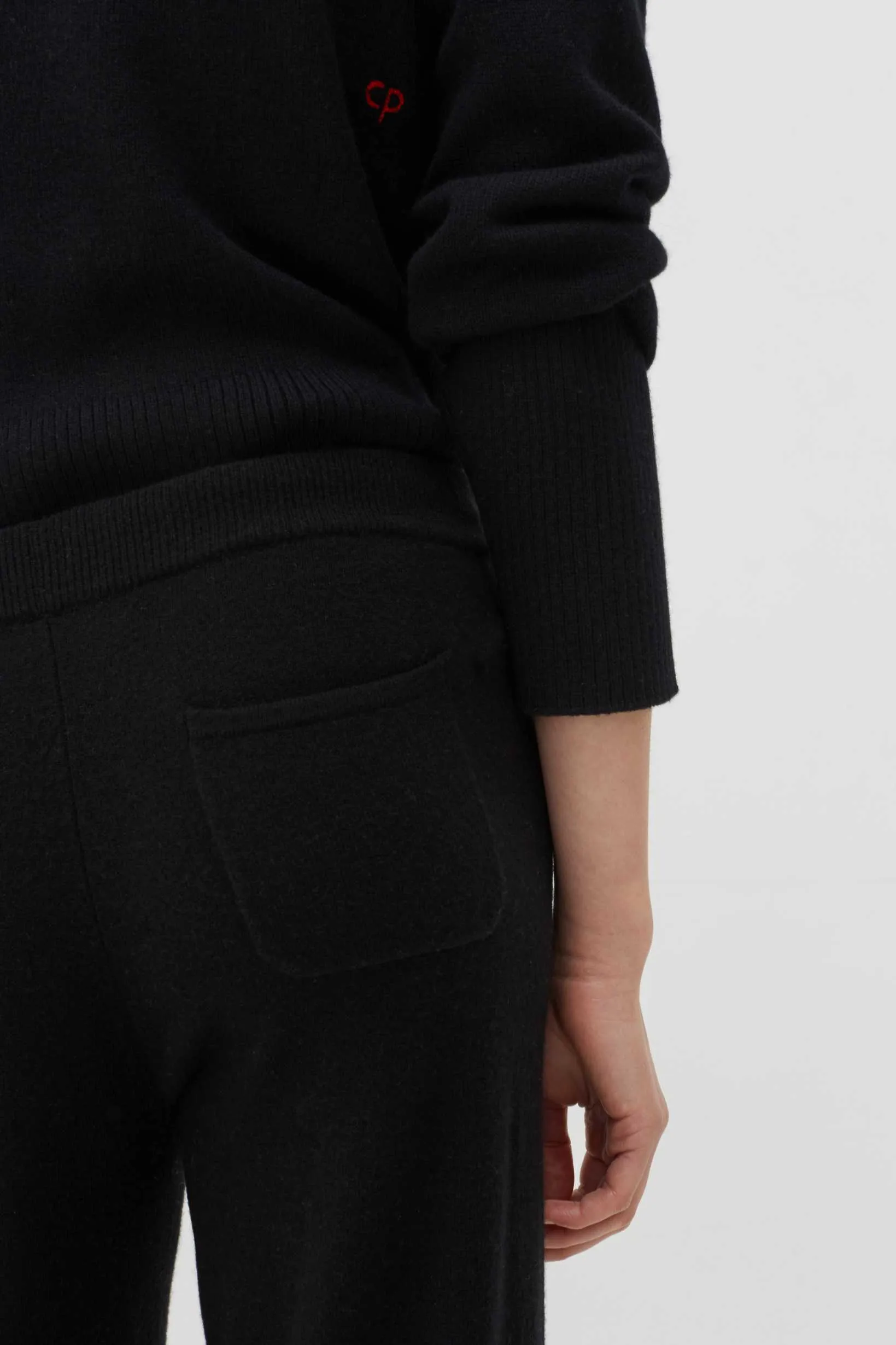 Black Pure Cashmere Wide-Leg Pants