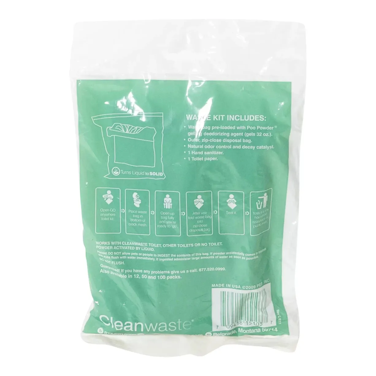 Cleanwaste GO Anywhere Toilet Kit Waste Bags Pack of 9