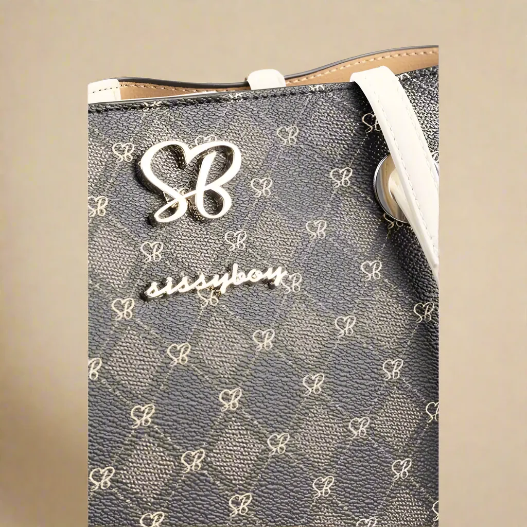 Hayley - Tote Bag With All Over SB Print - Brown