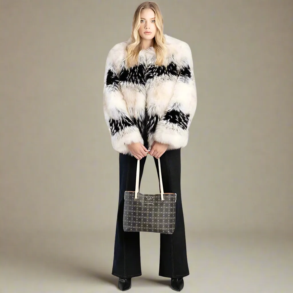 Hayley - Tote Bag With All Over SB Print - Brown