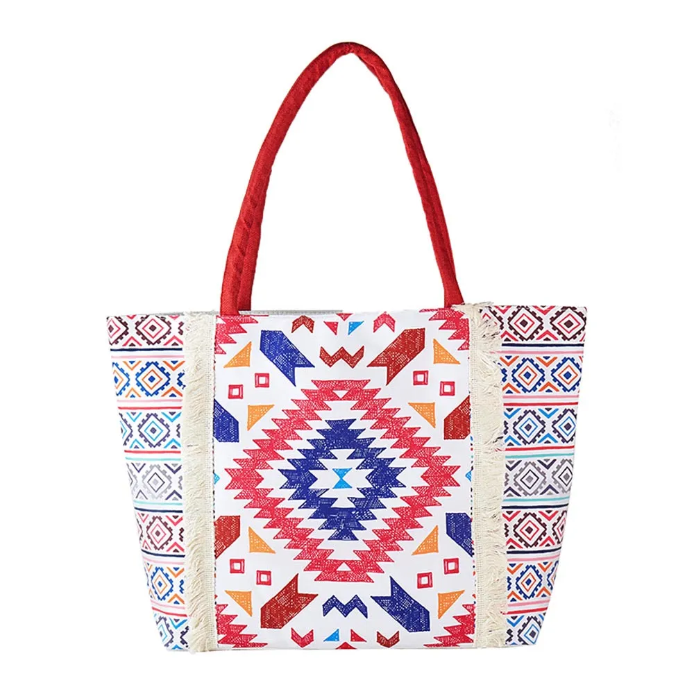 iLLASPARKZ Boho Aztec Print Fringe Tote Bag
