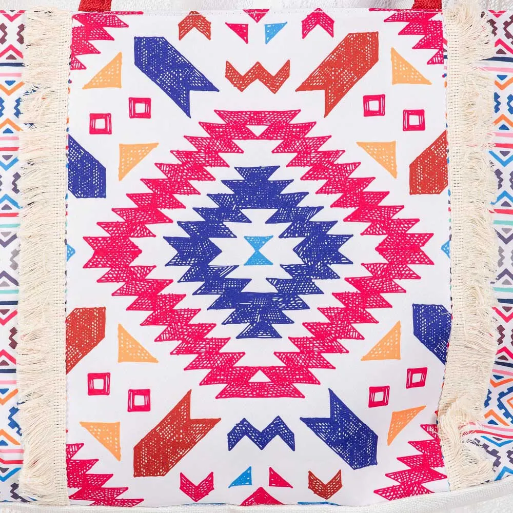 iLLASPARKZ Boho Aztec Print Fringe Tote Bag