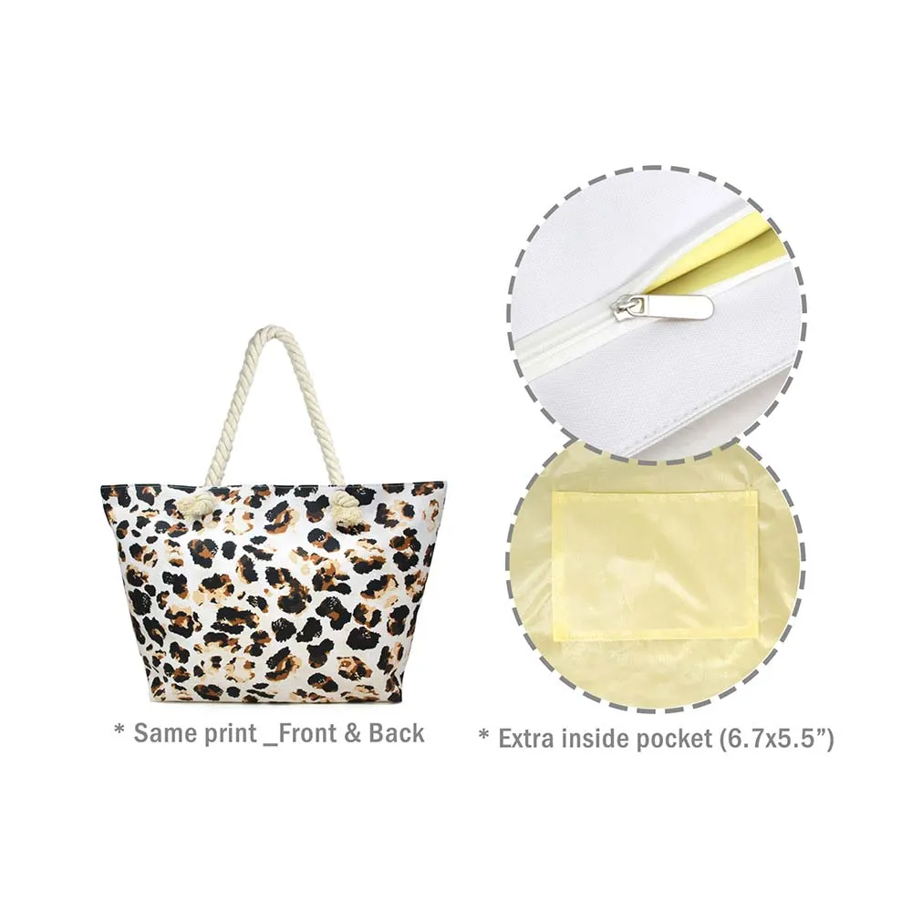 iLLASPARKZ Leopard Print Beach Tote Bag