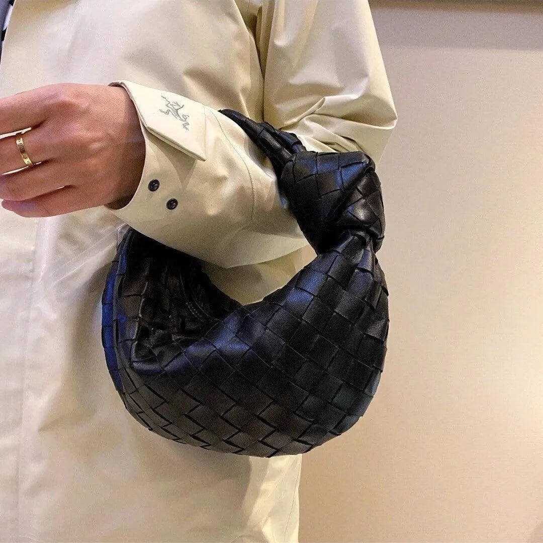 Lambskin Knotted Intrecciato Leather Handbag, Handcrafted Premium Quality Genuine Leather Handbag, Daily Fashion Lady Bag, Designer Bag