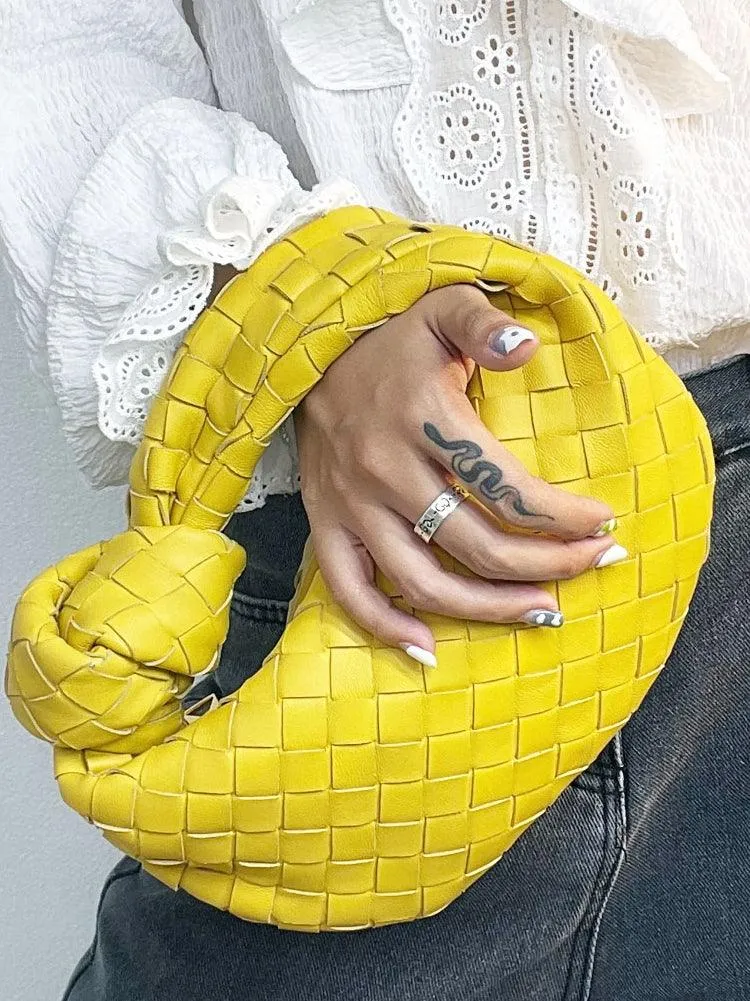 Lambskin Knotted Intrecciato Leather Handbag, Handcrafted Premium Quality Genuine Leather Handbag, Daily Fashion Lady Bag, Designer Bag