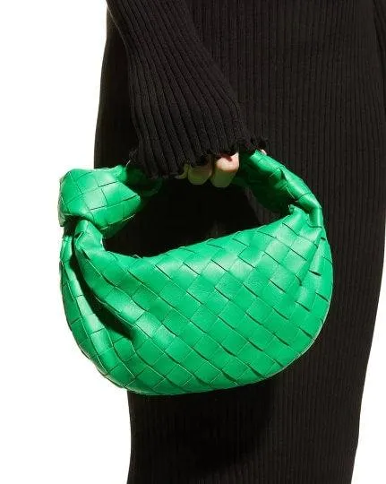 Lambskin Knotted Intrecciato Leather Handbag, Handcrafted Premium Quality Genuine Leather Handbag, Daily Fashion Lady Bag, Designer Bag
