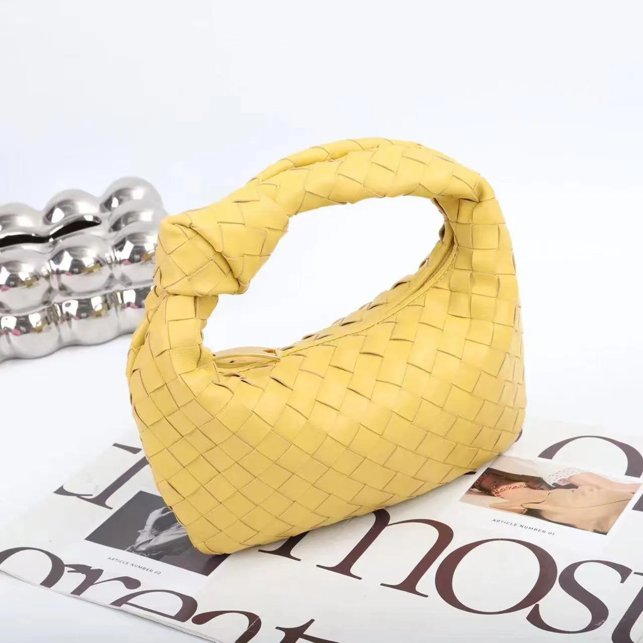Lambskin Knotted Intrecciato Leather Handbag, Handcrafted Premium Quality Genuine Leather Handbag, Daily Fashion Lady Bag, Designer Bag