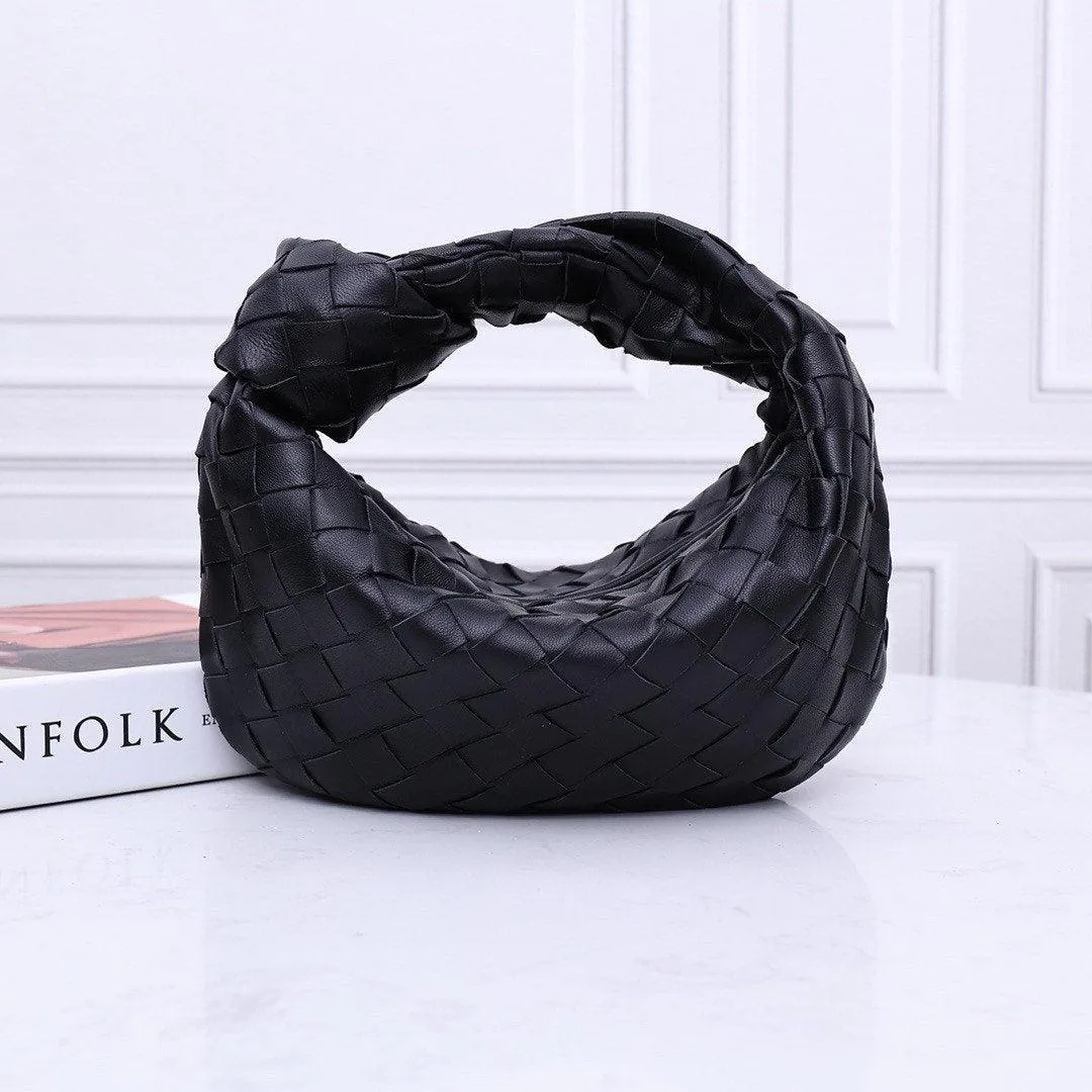 Lambskin Knotted Intrecciato Leather Handbag, Handcrafted Premium Quality Genuine Leather Handbag, Daily Fashion Lady Bag, Designer Bag
