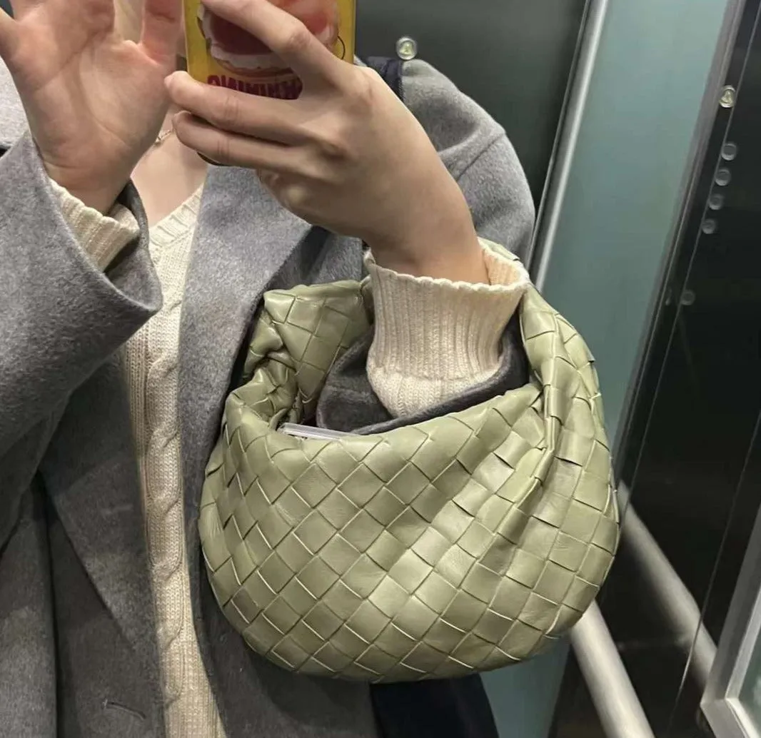 Lambskin Knotted Intrecciato Leather Handbag, Handcrafted Premium Quality Genuine Leather Handbag, Daily Fashion Lady Bag, Designer Bag