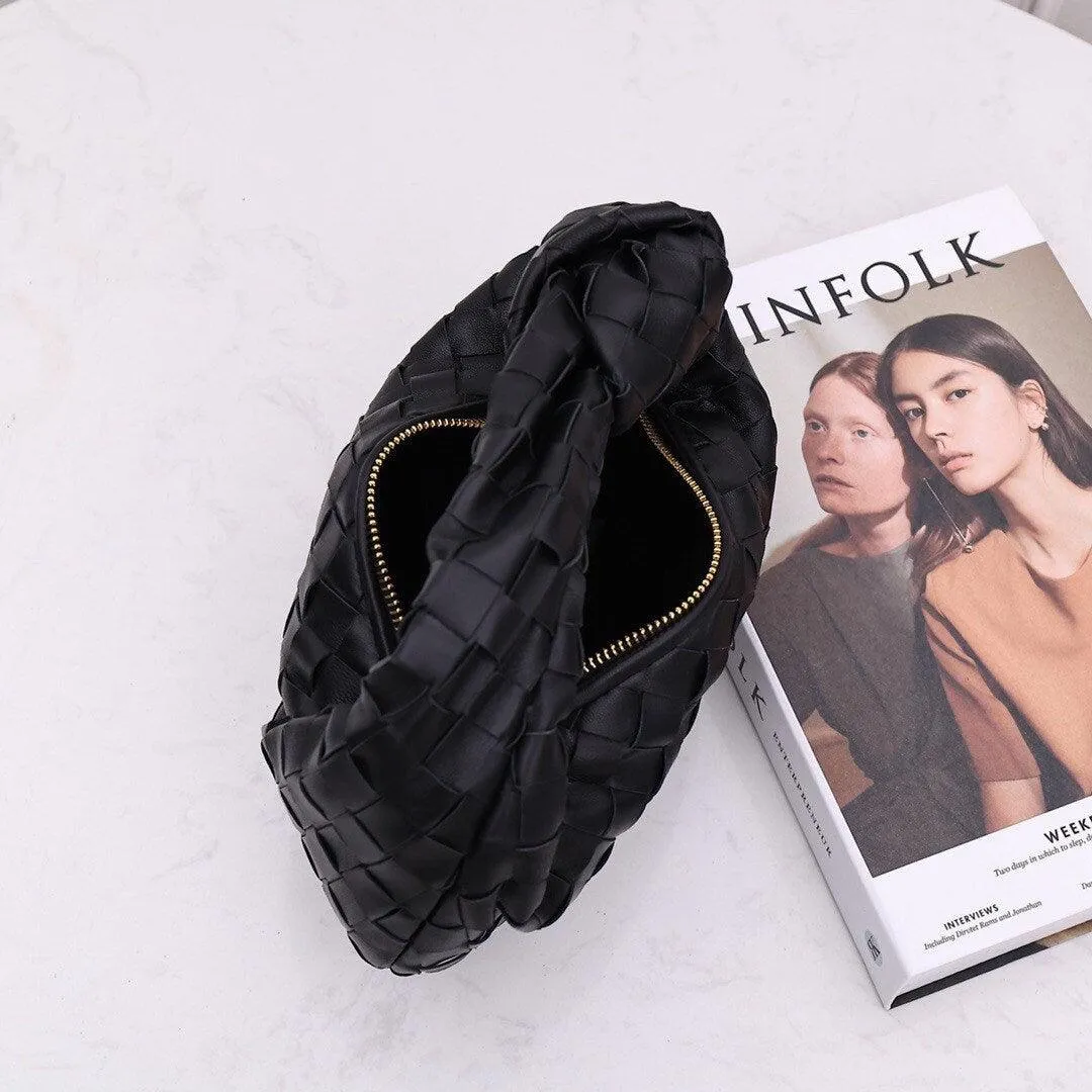 Lambskin Knotted Intrecciato Leather Handbag, Handcrafted Premium Quality Genuine Leather Handbag, Daily Fashion Lady Bag, Designer Bag