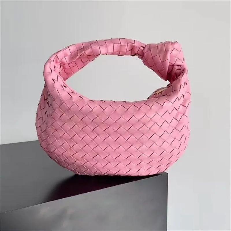 Lambskin Knotted Intrecciato Leather Handbag, Handcrafted Premium Quality Genuine Leather Handbag, Daily Fashion Lady Bag, Designer Bag