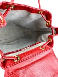 Le Loup Paris, Women's Vintage Leather Backpack, Red