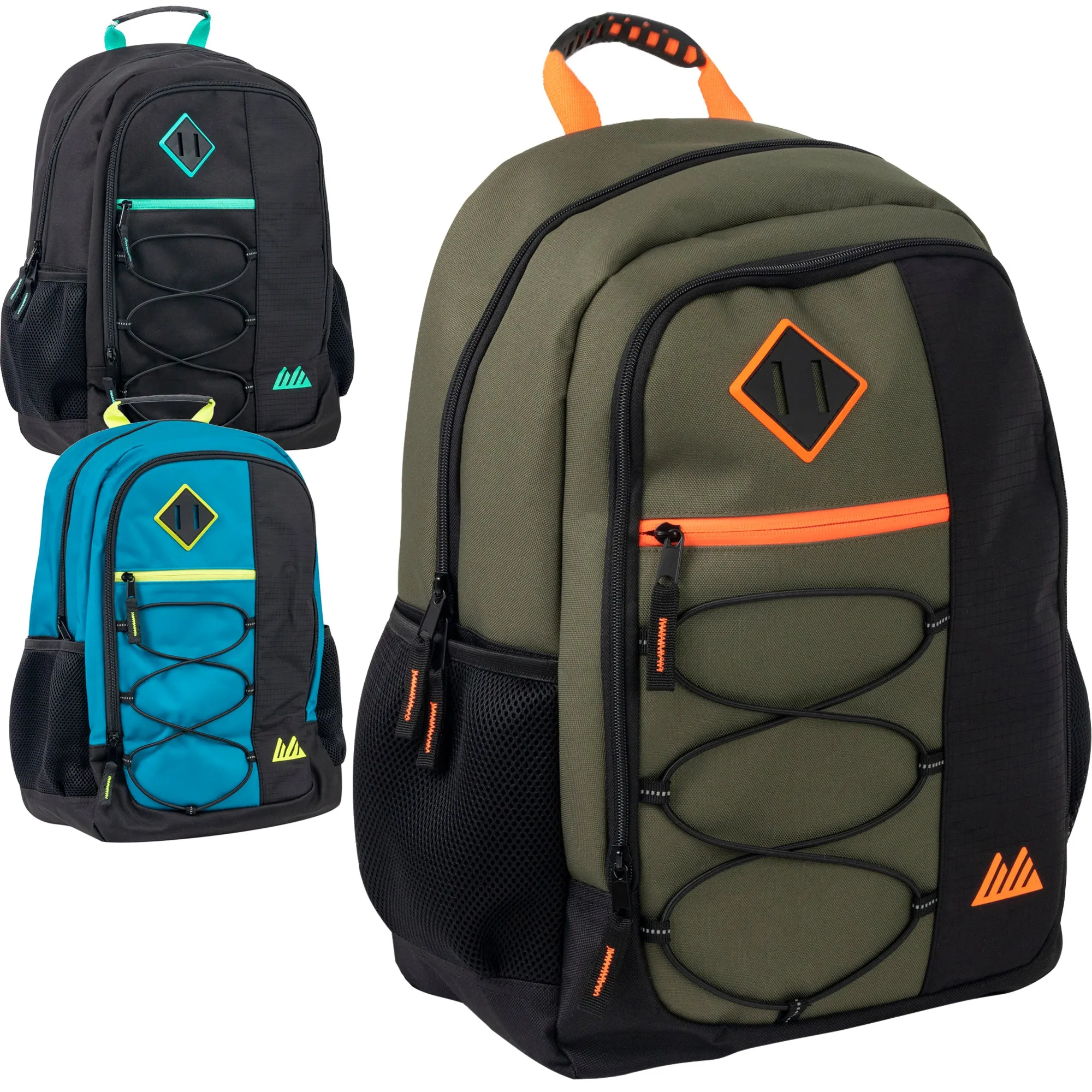 Wholesale 46cm Bungee Backpack 25L Capacity With Side Pocket - 3 Colours