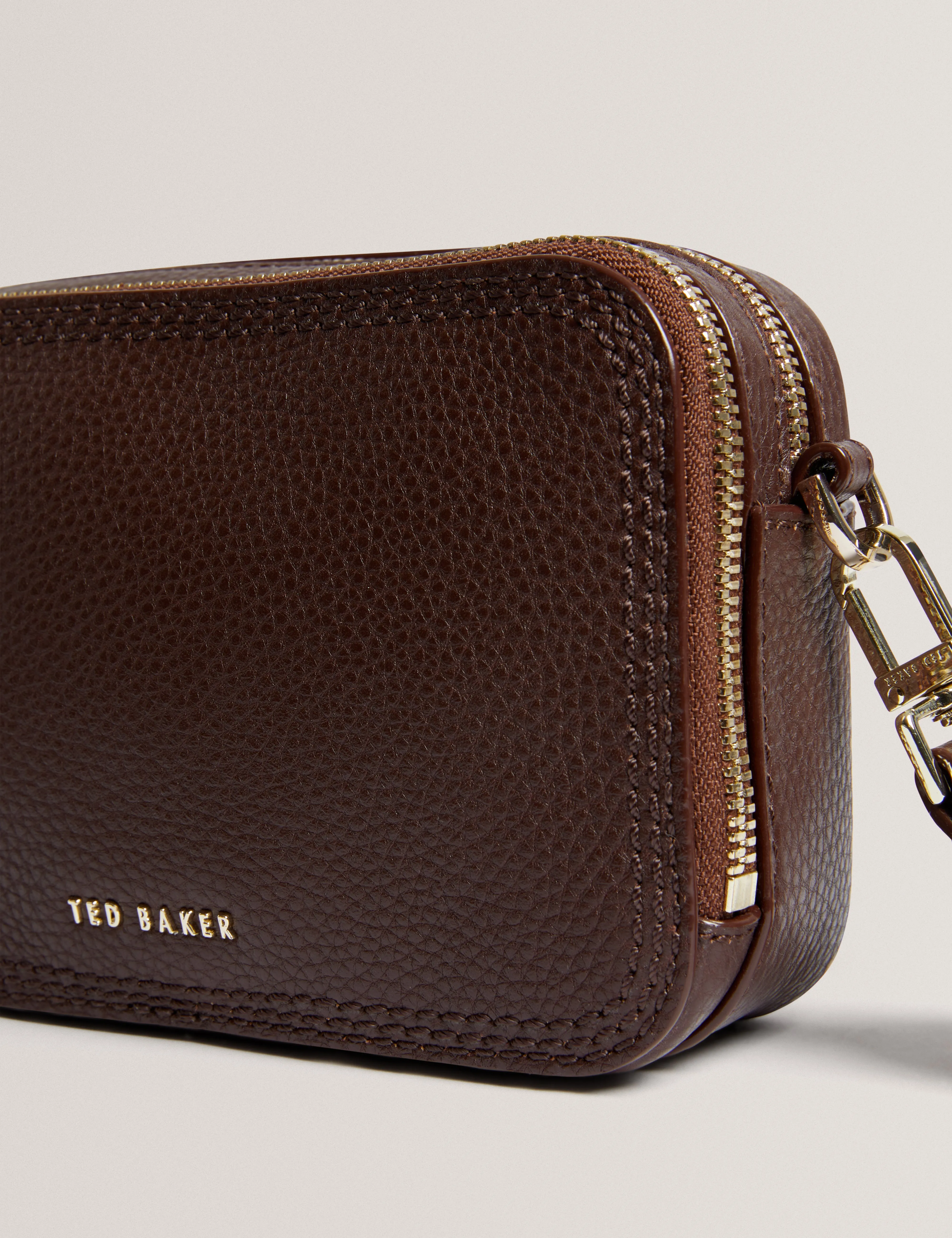 Willsa Mini Webbing Leather Crossbody Bag Brown