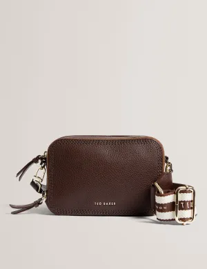 Willsa Mini Webbing Leather Crossbody Bag Brown