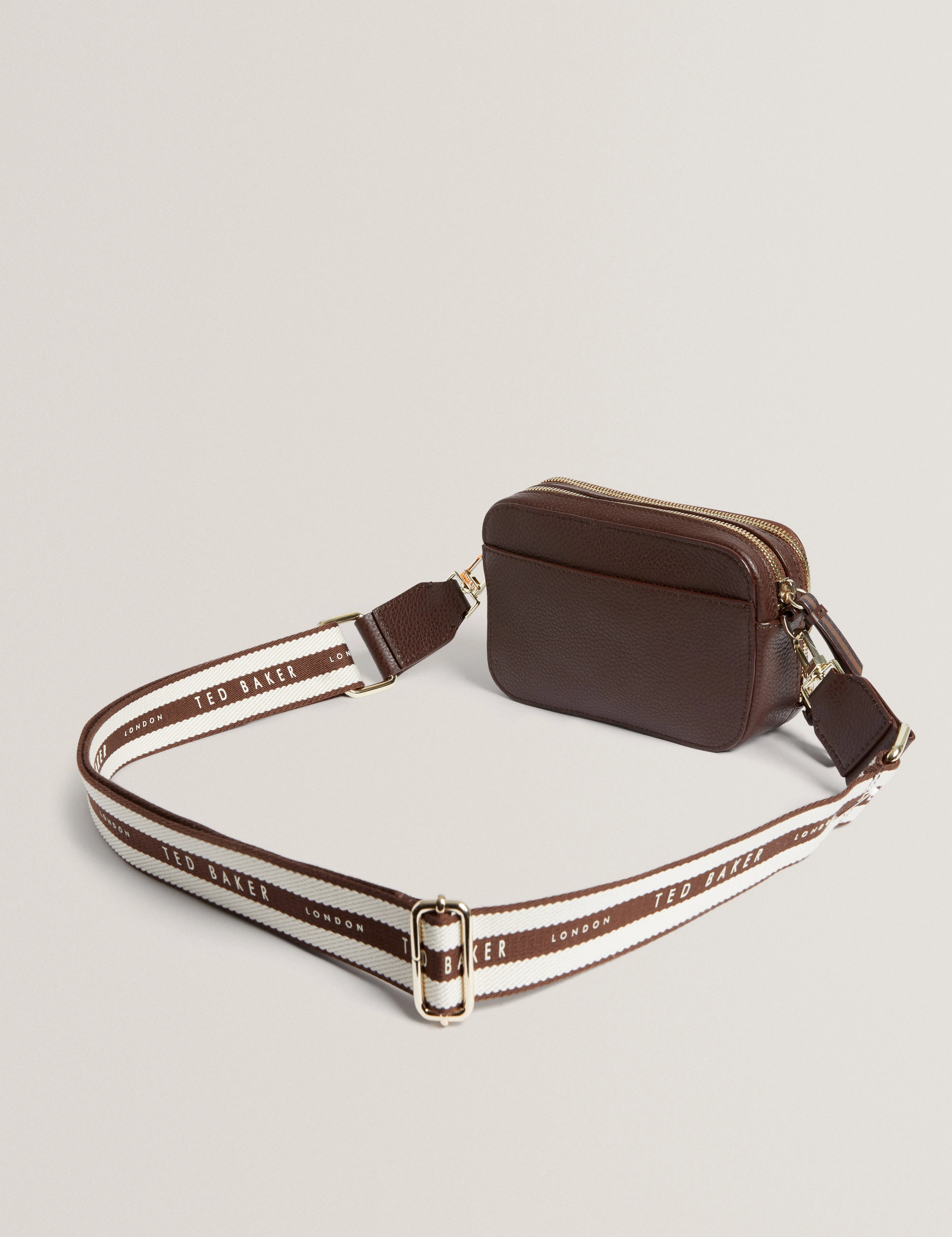 Willsa Mini Webbing Leather Crossbody Bag Brown