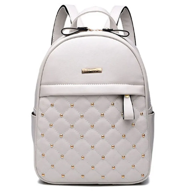 Women Backpacks 2017 Hot Sale Fashion Causal Bags High Quality Bead Female Shoulder Bag PU Leather Backpacks For Girls